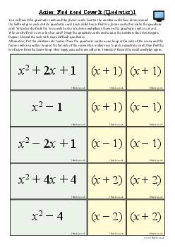 Action: Find it and Cover It (Quadratics) 1